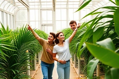 가족이 국립세종수목원 사계절온실을 관람하는 모습